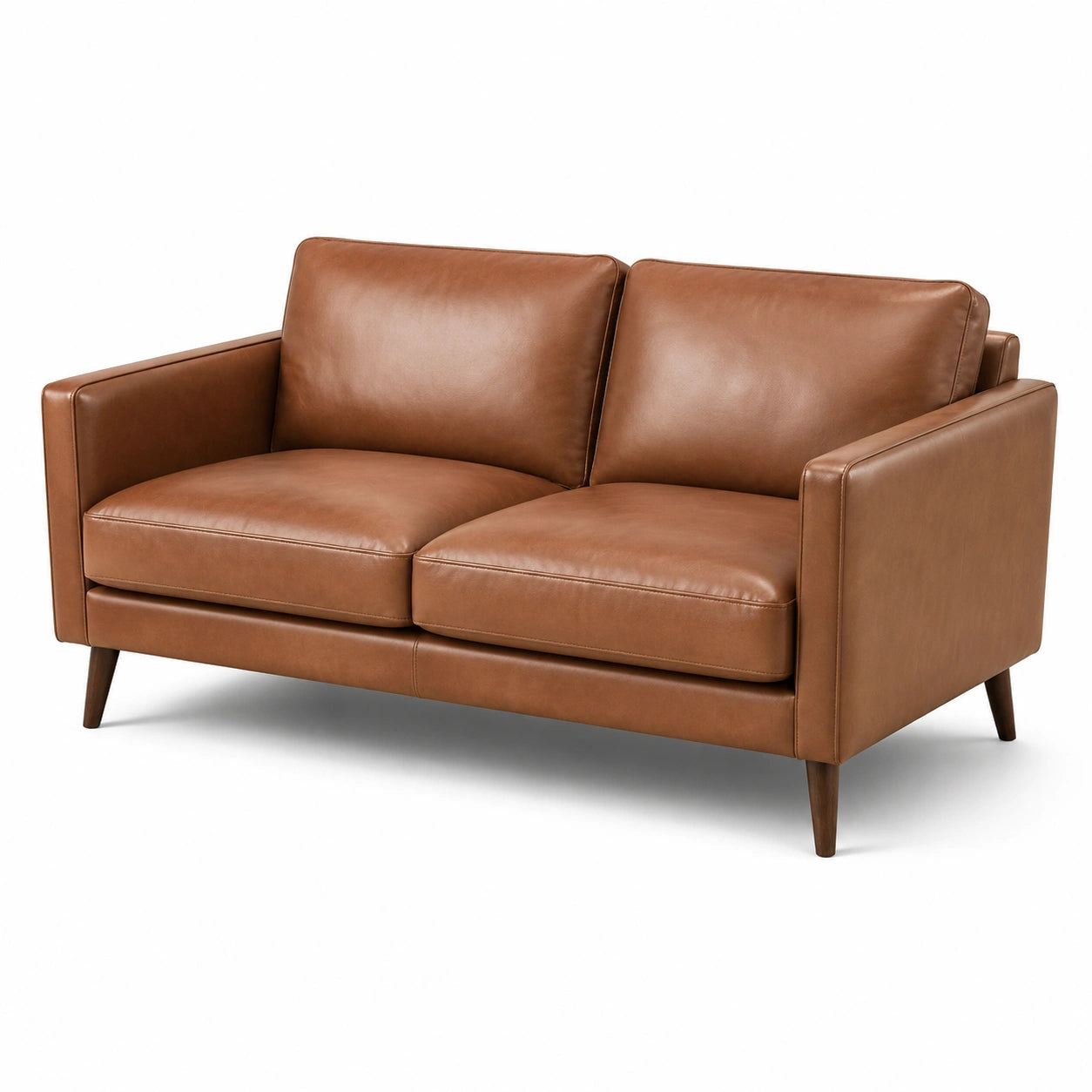 Zweisitzer-Sofa in Braun und Dunkelbraun, 165 × 88 × 82 cm, gepolsterter Bezug in Lederoptik