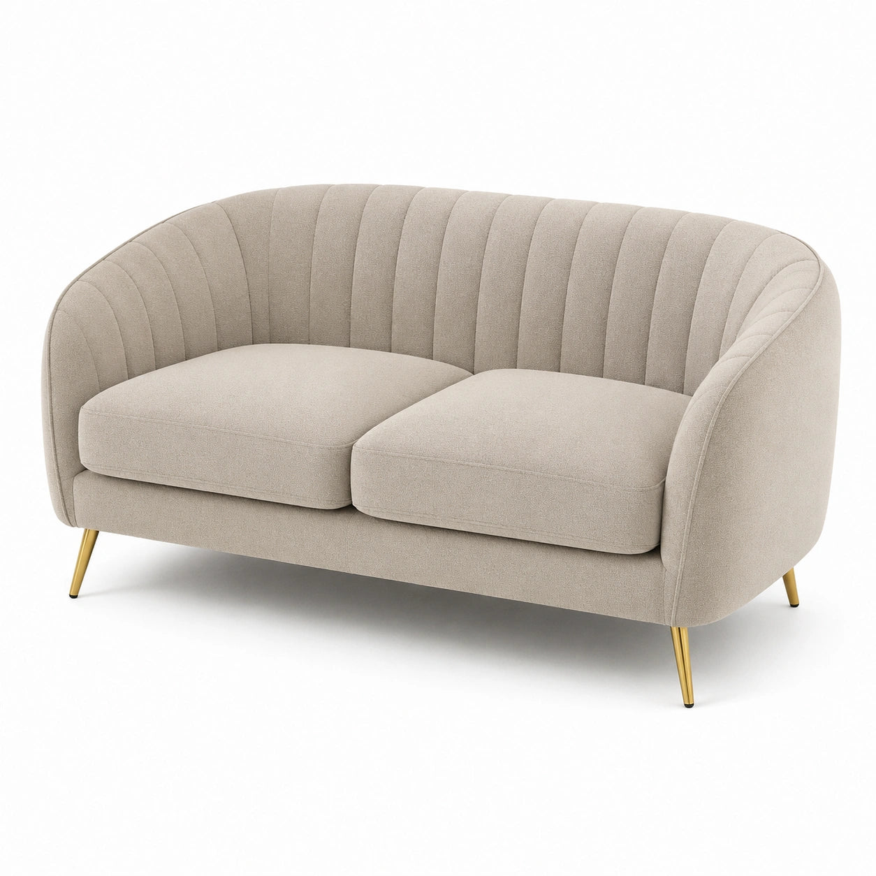 Modernes 2-Sitzer-Sofa in Beige mit goldfarbenen Metallbeinen, 150 × 80 × 78 cm