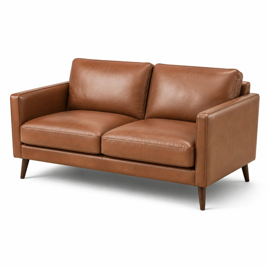Zweisitzer-Sofa in Braun und Dunkelbraun, 165 × 88 × 82 cm, gepolsterter Bezug in Lederoptik